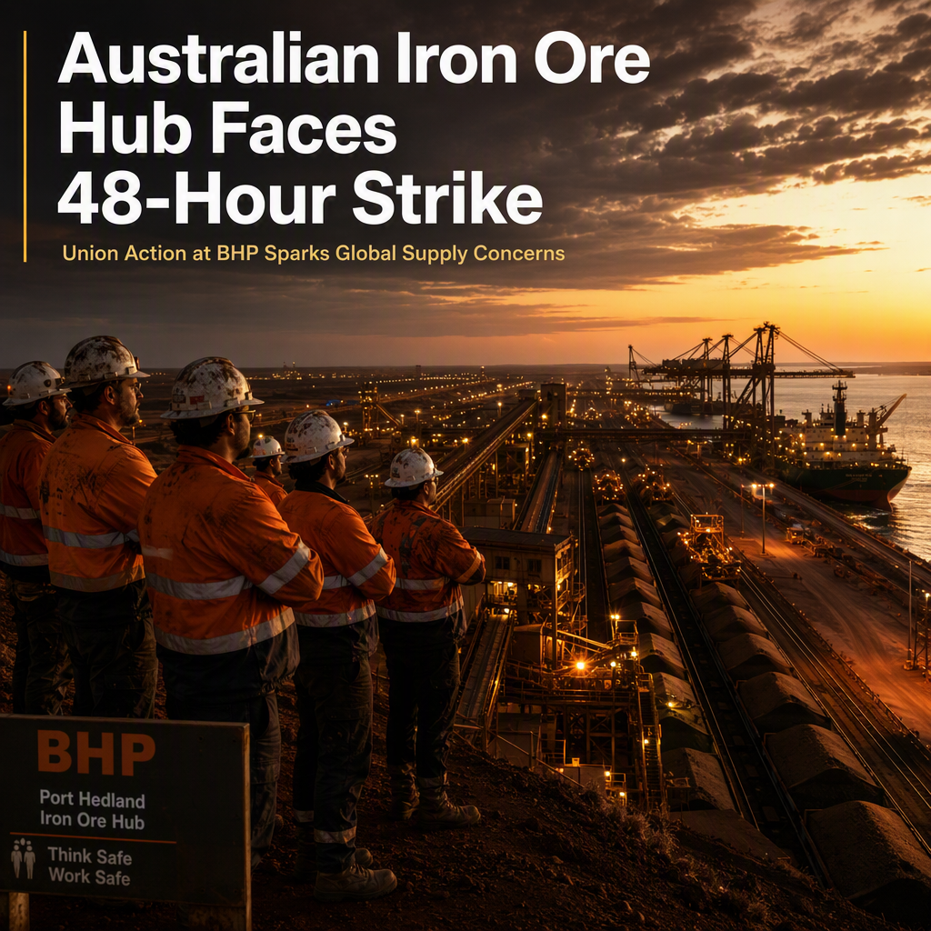 Australian Unions Announce 48-Hour Strike at BHP Iron Ore Export Hub, Raising Supply Concerns