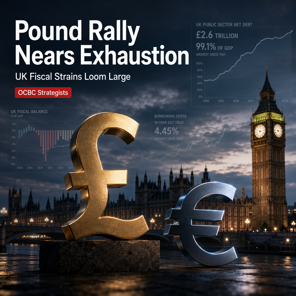 OCBC Strategists Warn British Pound Rally Against Euro Nears Exhaustion Amid Fiscal Concerns