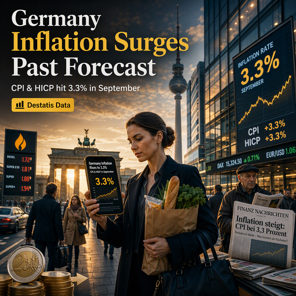 Germany's Annual CPI Inflation Rises to 3.3% in September, Surpassing Expectations