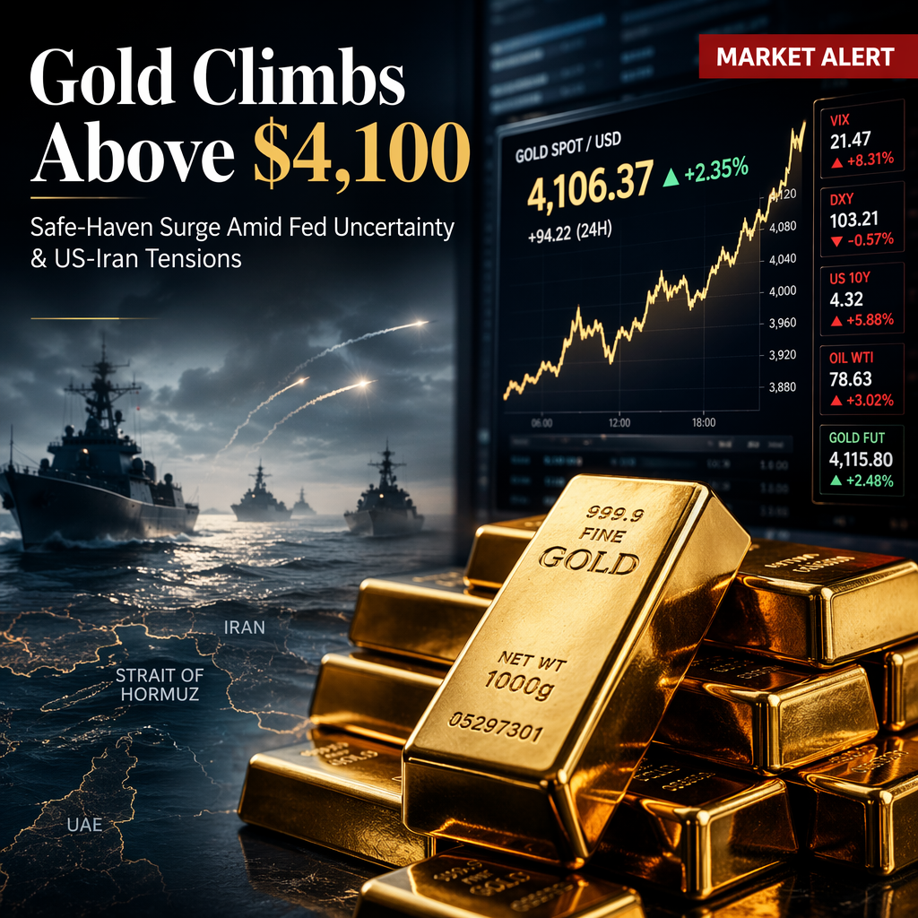 Gold Surges Above $4,100 Amid Escalating US-Iran Tensions and Fed Uncertainty