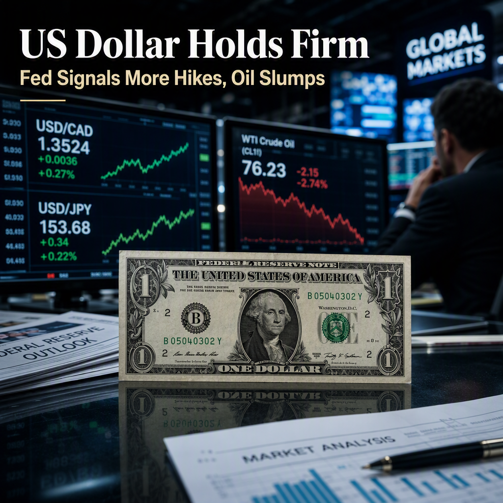 US Dollar Holds Firm as Fed Signals Further Hike, Oil and Data in Focus