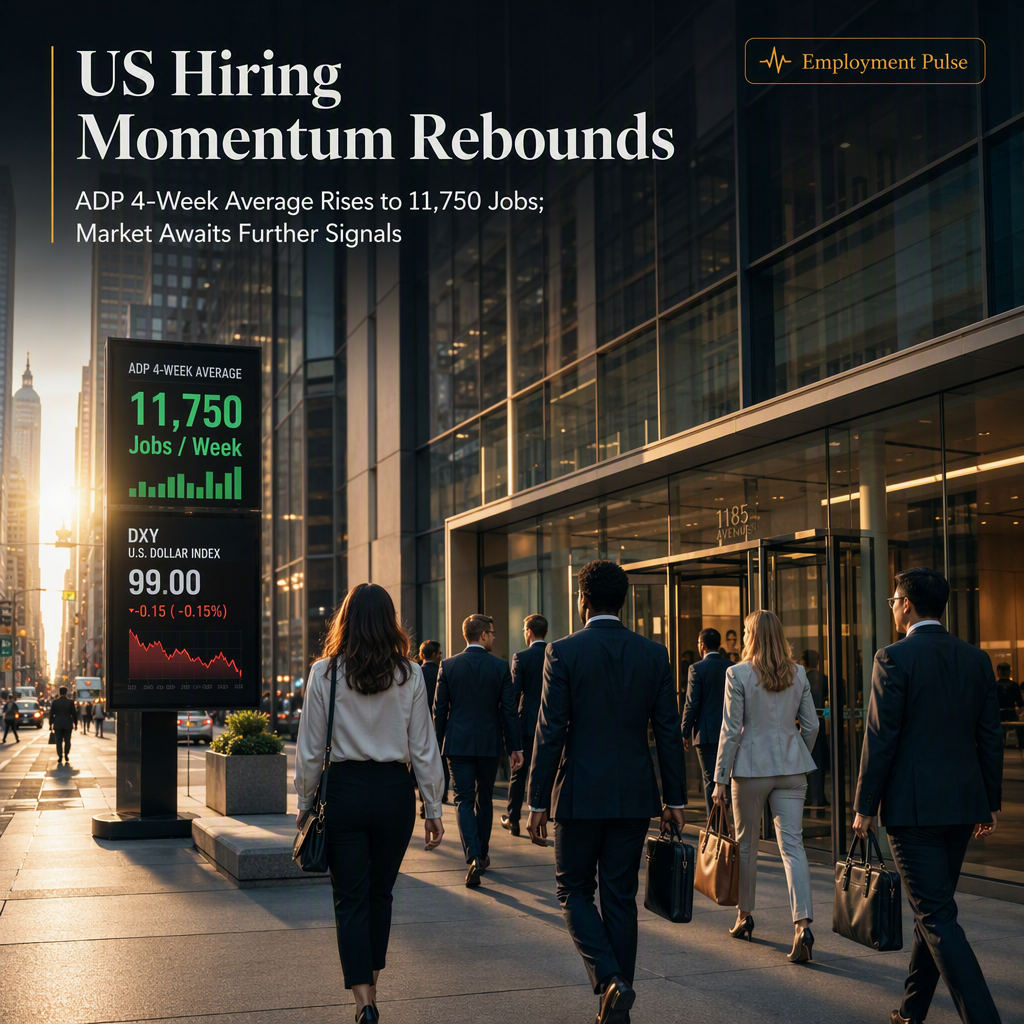 US ADP Employment Change 4-Week Average Rises to 11,750 Jobs, Indicating Hiring Recovery