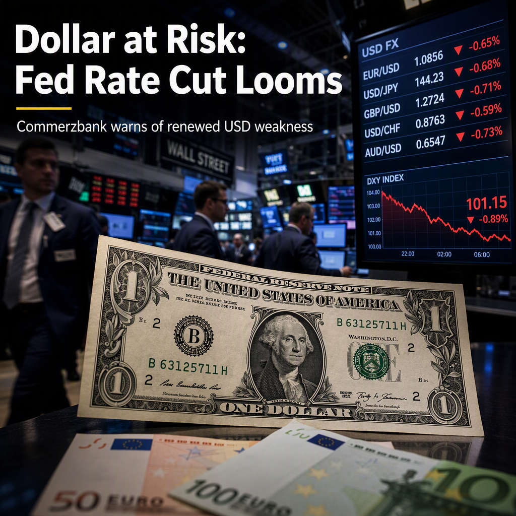 US Dollar Faces Renewed Downside Risk as Fed Rate Cut Expectations Rise, Says Commerzbank