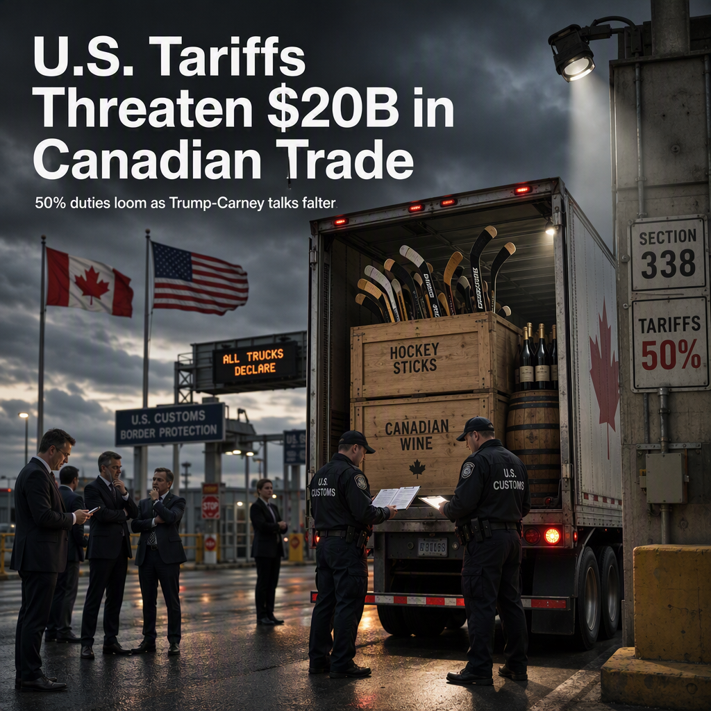 U.S. Set to Impose 50% Tariffs on $20 Billion of Canadian Goods Amid Trump-Carney Talks