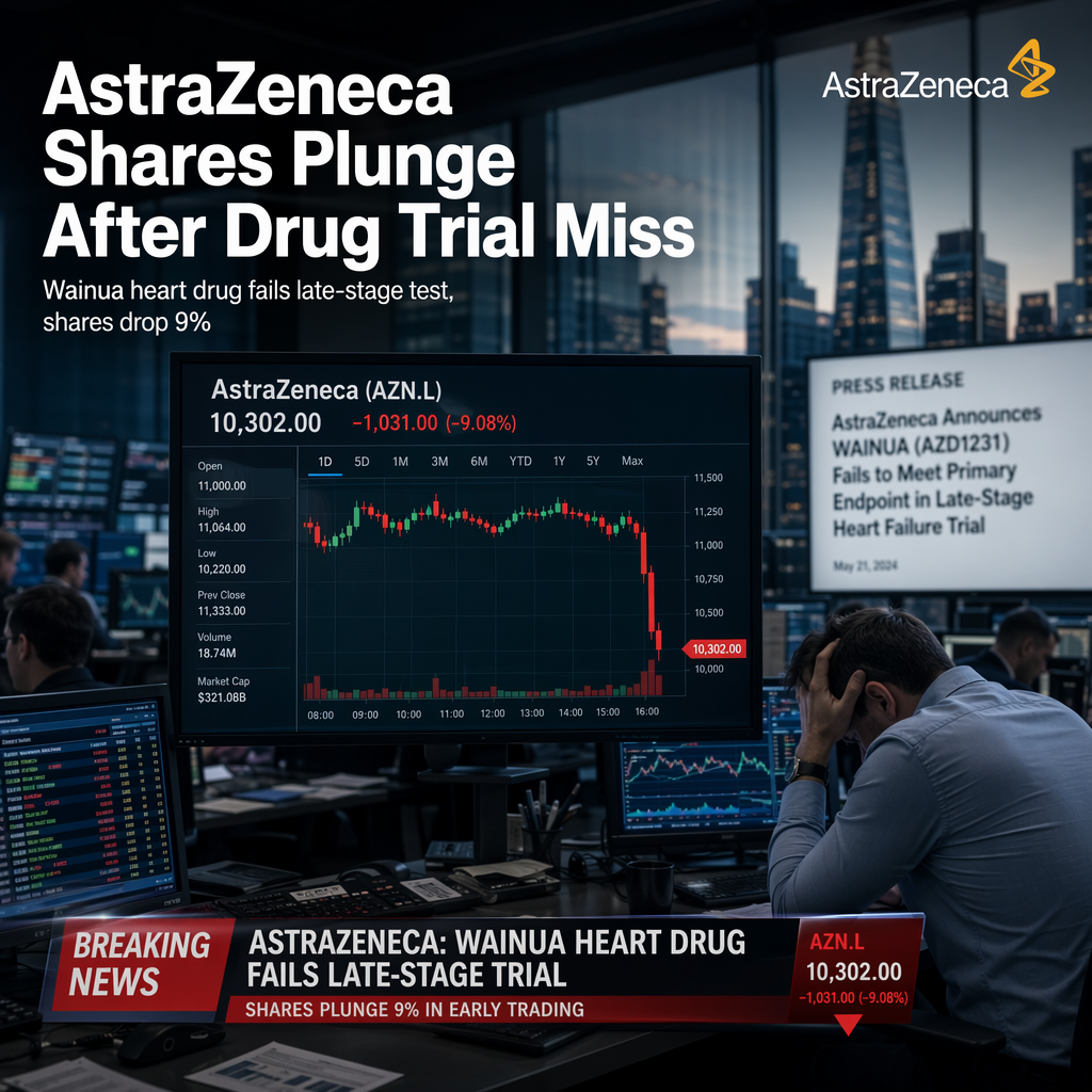AstraZeneca Shares Plunge Nearly 9% After Heart Drug Wainua Misses Trial Target