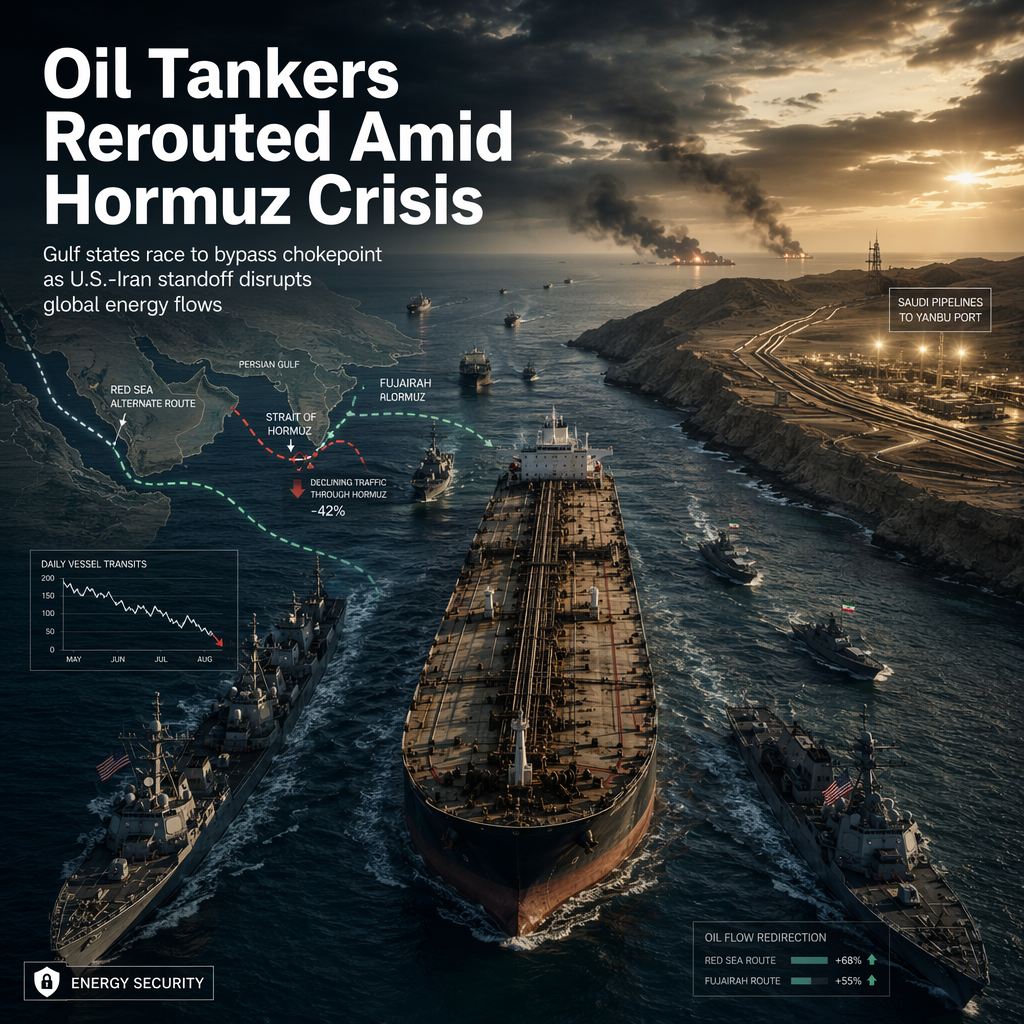 Gulf Oil Flows Disrupted as U.S.-Iran Tensions Spark Rush to Bypass Strait of Hormuz