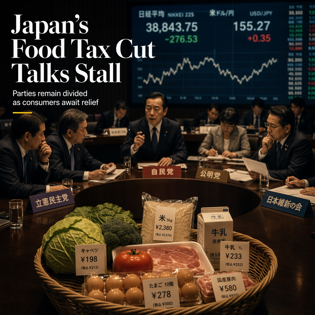 Japanese Parties Fail to Agree on 1% Food Tax Cut Amid Ongoing Talks