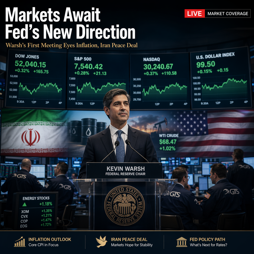 Markets Hold Steady as Fed, Led by New Chair Warsh, Faces Inflation and Iran Peace Deal Impact