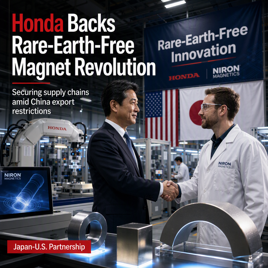 Honda Invests in Niron Magnetics to Boost Rare-Earth-Free Magnet Production Amid China Export Restrictions