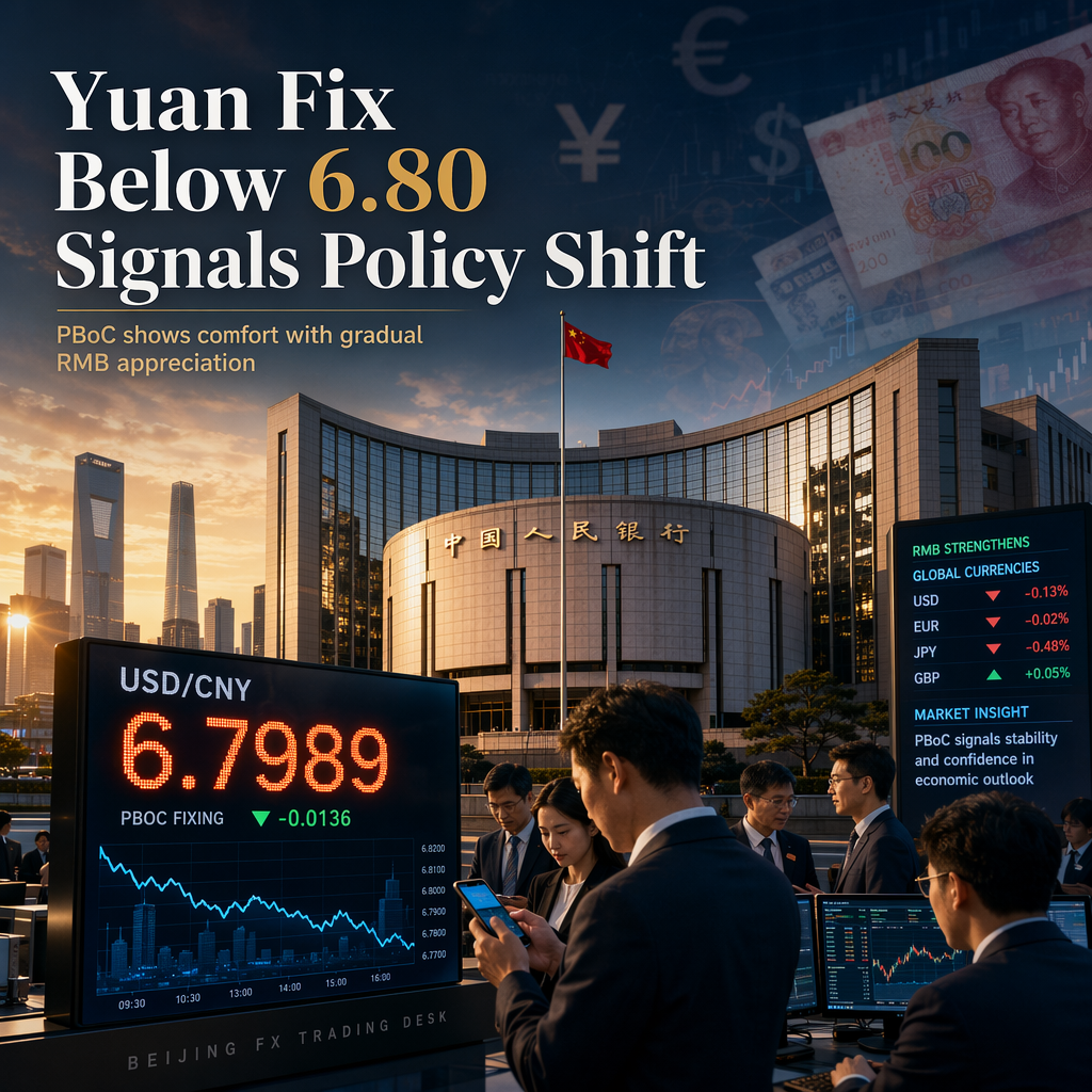 PBoC Sets Stronger Yuan Fix Below 6.80, Signaling Comfort With Gradual RMB Gains