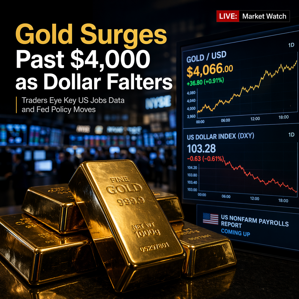 Gold Holds Above $4,000 as US Dollar Weakens Ahead of Key US Jobs Data