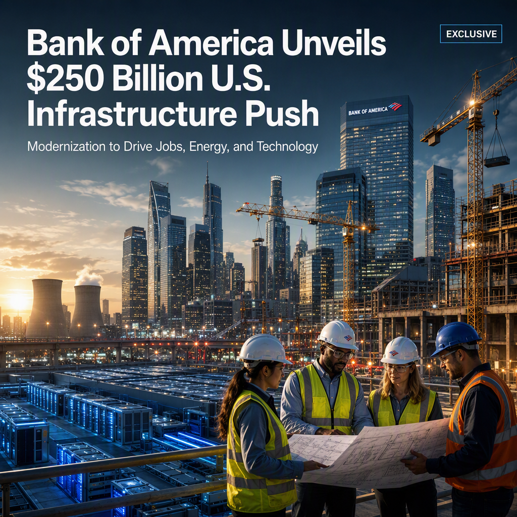 Bank of America Launches $250 Billion Initiative to Modernize U.S. Infrastructure