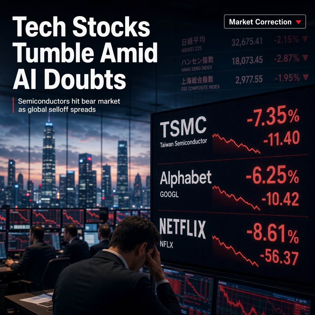 Global Tech Selloff Deepens as AI Doubts Hit Semiconductors and Mega-Cap Stocks
