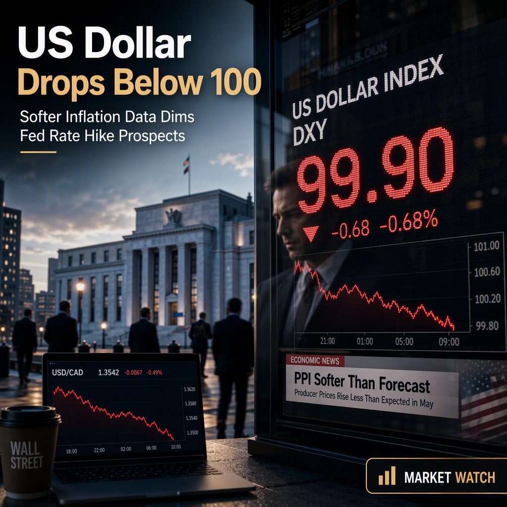 US Dollar Weakens Below 100 as Softer PPI Data Dims Fed Rate Hike Prospects