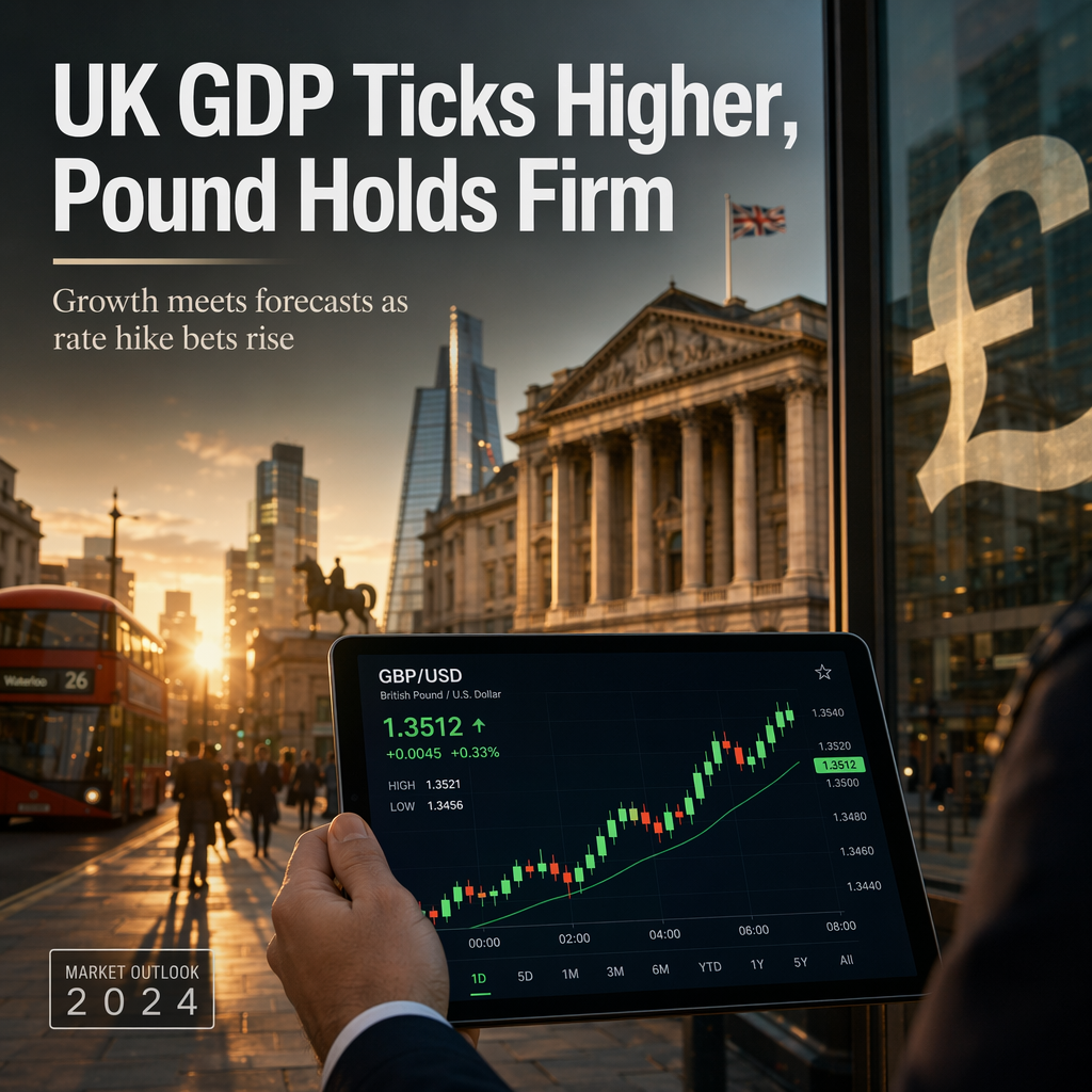 UK GDP Rises 0.1% in May; Pound Holds Above 1.3500 Amid Rate Hike Bets
