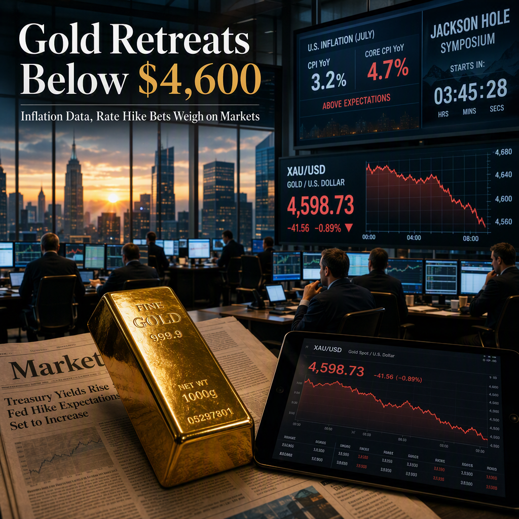 Gold Retreats Below $4,600 as US Inflation Data Fuels Rate Hike Bets Ahead of Jackson Hole Symposium