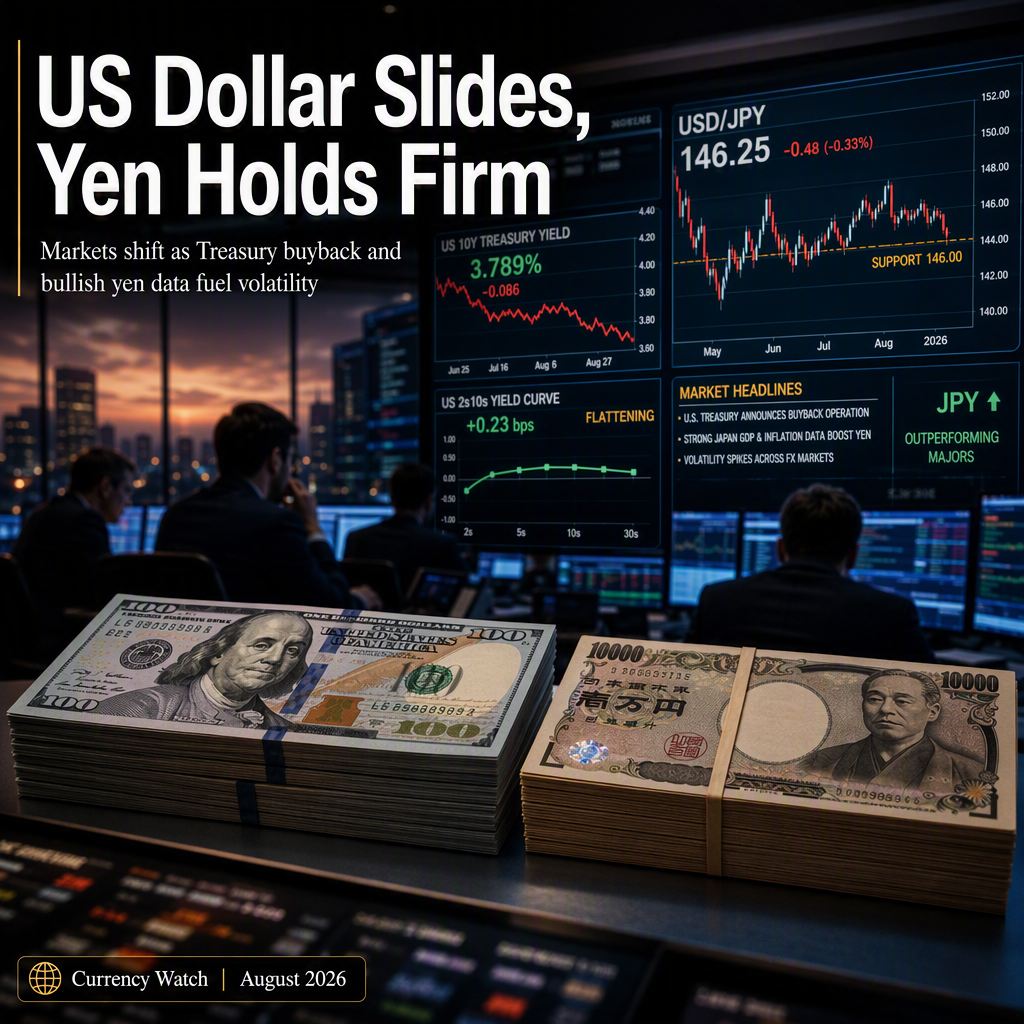 US Dollar Weakens Amid Treasury Buyback and Bull Flattening; Japanese Yen Tests Support as Japan Data Firms