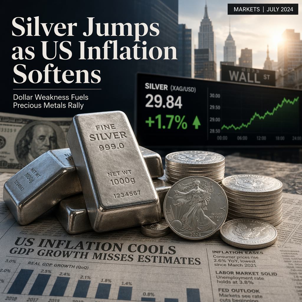 Silver Surges 1.7% as Softer US Inflation and Weak GDP Weigh on Dollar