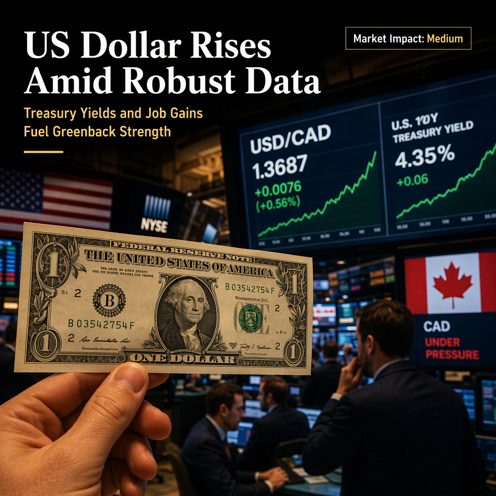 US Dollar Strengthens Against Canadian Dollar Amid Robust US Economic Data and Elevated Treasury Yields