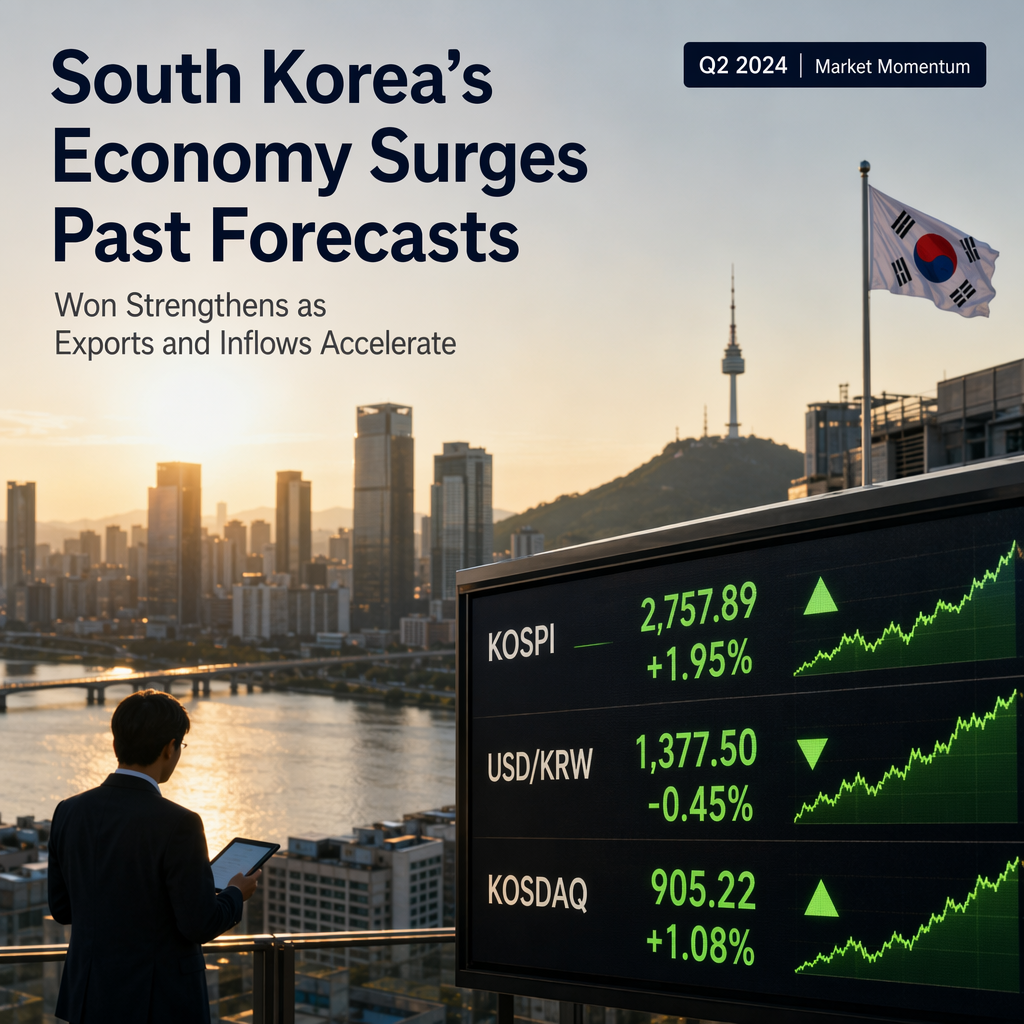 South Korea’s Q2 GDP Beats Expectations, Won Strengthens on Robust Growth and Inflows