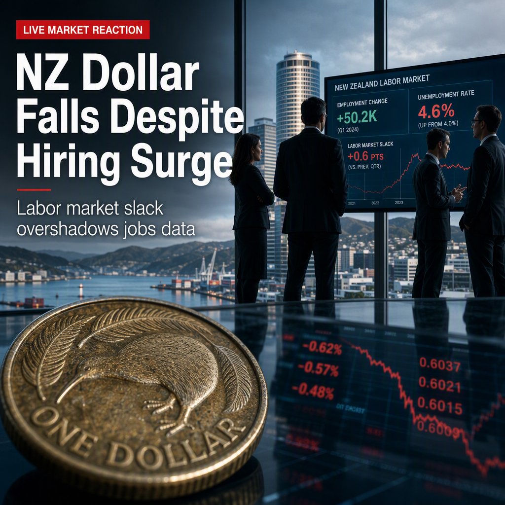 New Zealand Dollar Slumps Despite Strong Jobs Data as Labor Market Slack Persists