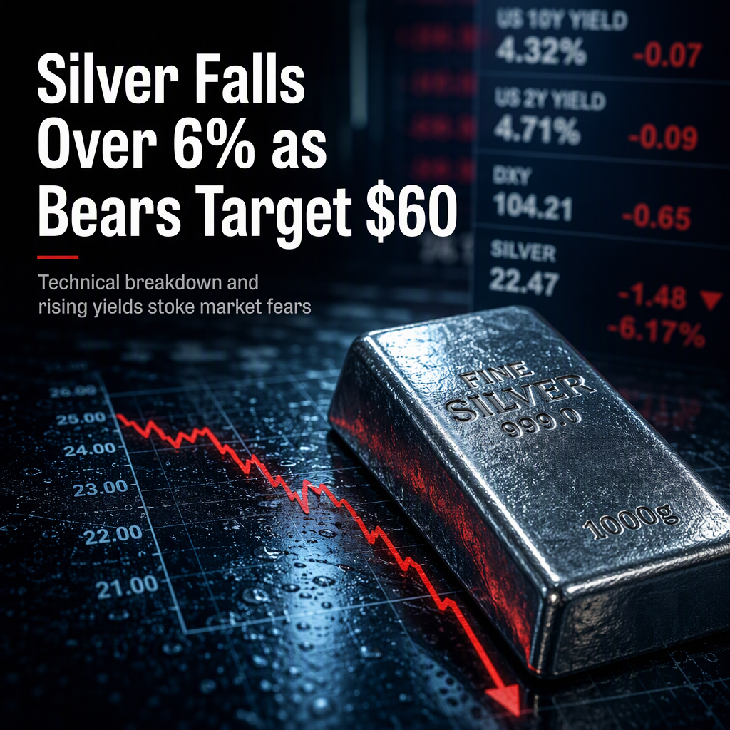 Silver Slides Over 6% Weekly as Bears Target $60 Amid Rising US Yields