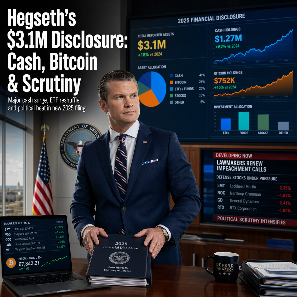 Defense Secretary Pete Hegseth Discloses Over $3.1 Million in Assets, Major Cash Increase and Bitcoin Holdings