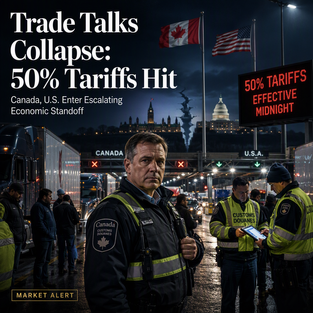 Canada Suspends Trade Talks with U.S., Launches 50% Tariffs Amid Escalating Trade War