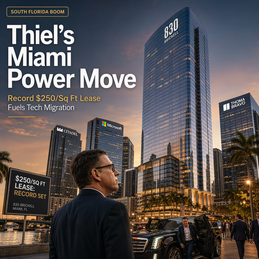 Peter Thiel's Record $250/Sq Ft Miami Lease Signals Tech Migration and Booming South Florida Market