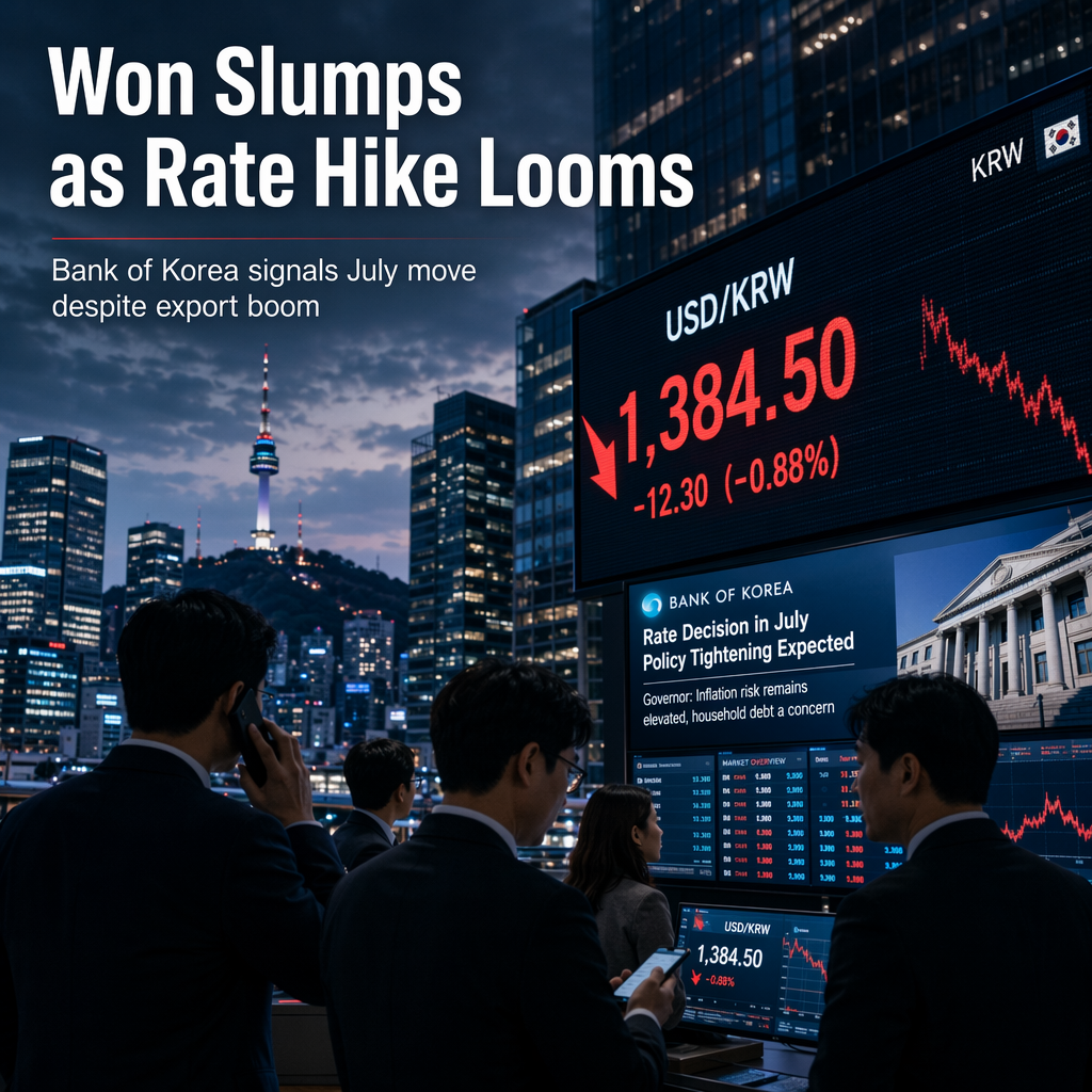 South Korean Won Weakens Despite Export Strength; Bank of Korea Signals July Rate Hike