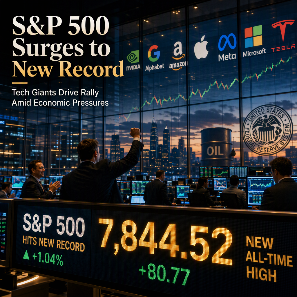 S&P 500 Hits New Record High Amid Narrow Tech-Led Rally Despite Oil and Rate Pressures