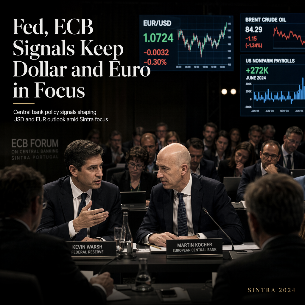 Fed and ECB Policy Signals Shape Dollar and Euro Outlook Amid Sintra Focus