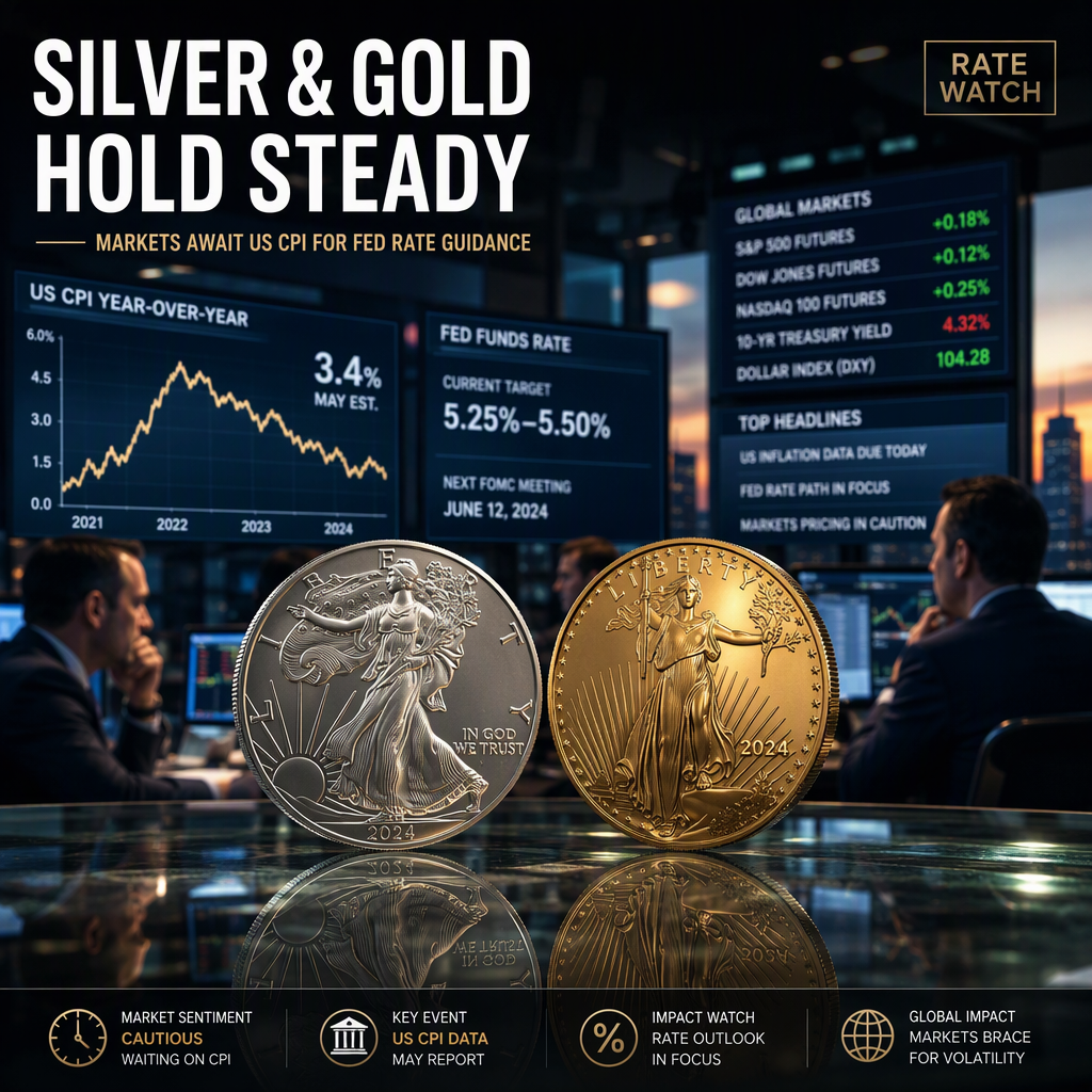 Silver and Gold Prices Hold Steady as Markets Await US CPI Data for Rate Guidance