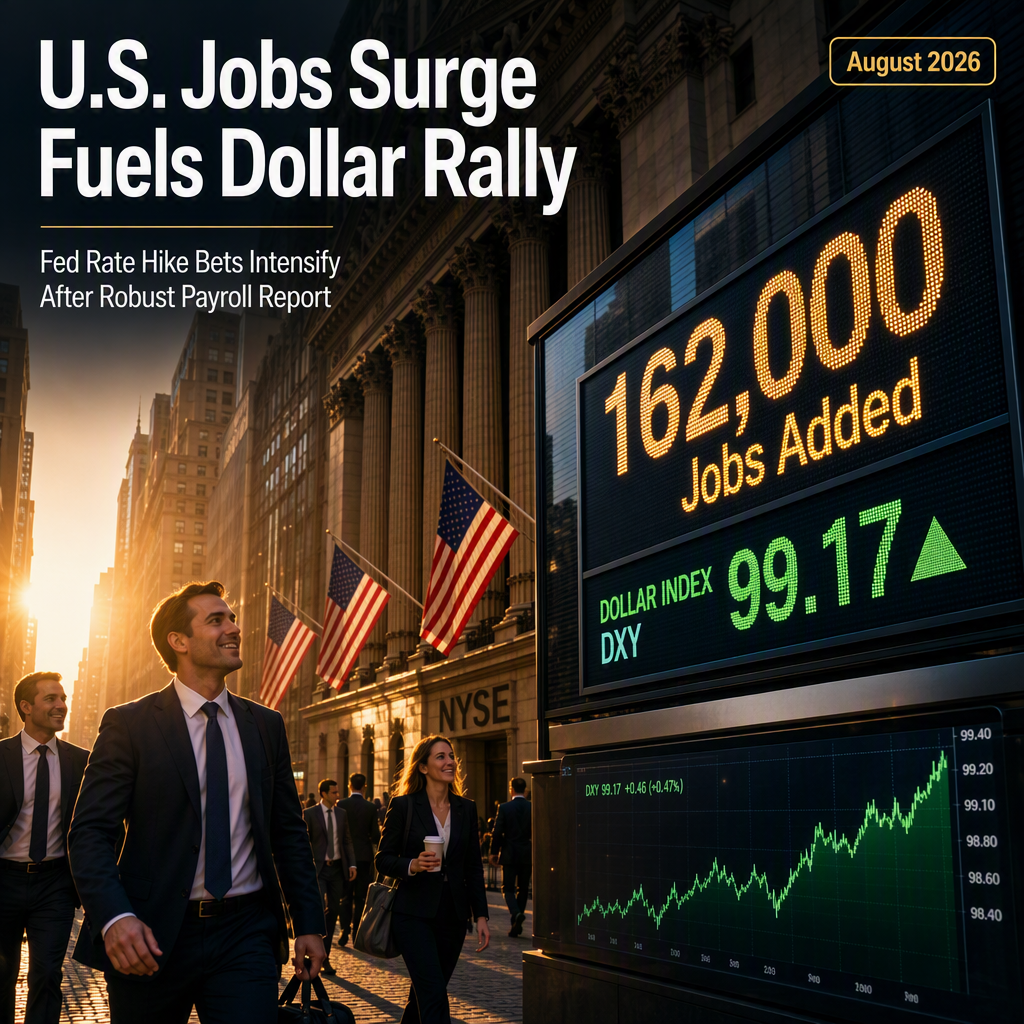 U.S. Nonfarm Payrolls Surge in August 2026, Boosting Dollar and Fed Rate Hike Bets