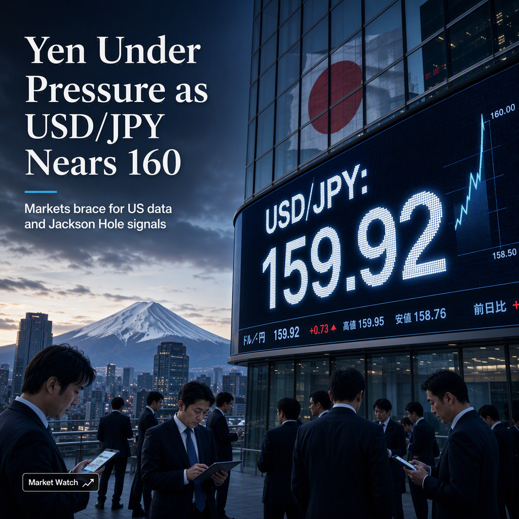 USD/JPY Approaches 160 as Yen Remains Under Pressure Ahead of Key US Data and Jackson Hole