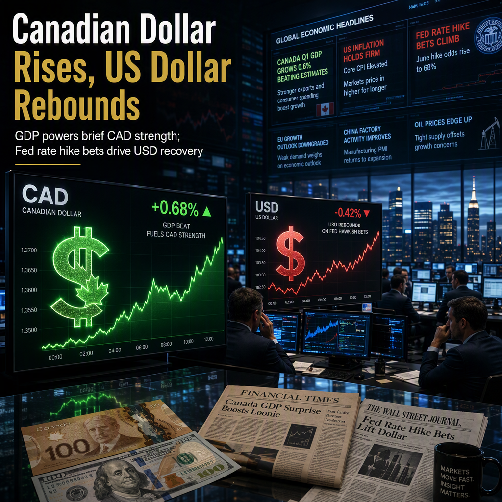 Canadian Dollar Briefly Strengthens as GDP Grows 0.3% in May, but US Dollar Recovers Amid Fed Rate Hike Speculation
