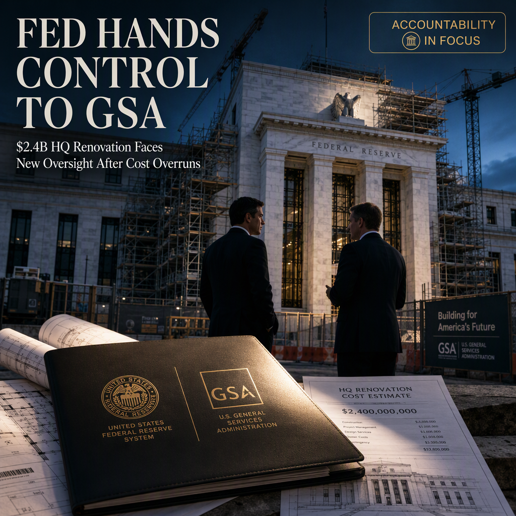 Fed Chair Warsh Assigns GSA to Oversee $2.4 Billion Headquarters Renovation Amid Cost Overruns