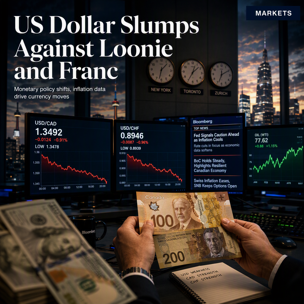 US Dollar Weakens Against Canadian Dollar and Swiss Franc Amid Shifting Monetary Policy Expectations