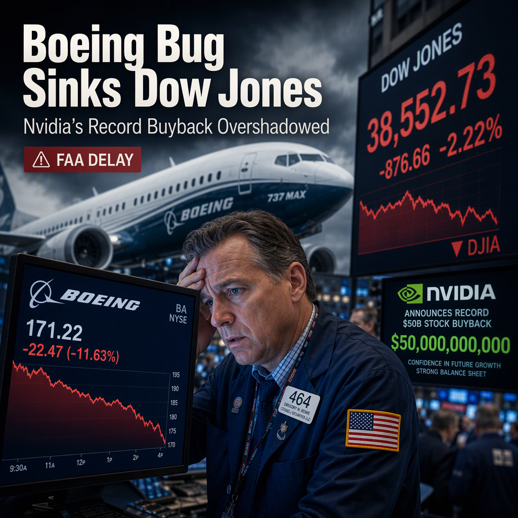Boeing Software Bug Drags Dow Jones Lower Despite Nvidia's Record Buyback