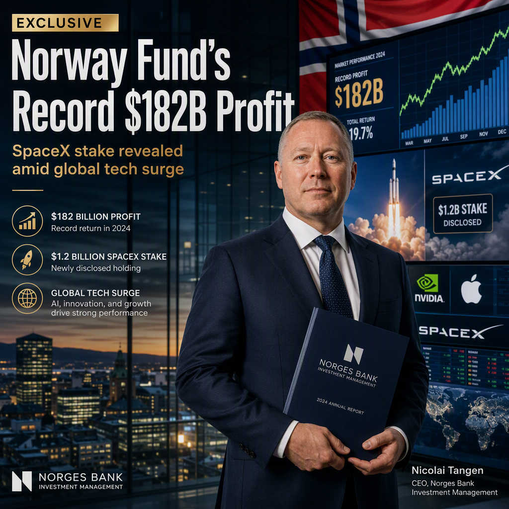 Norway’s $2.3 Trillion Wealth Fund Posts Record $182 Billion Profit, Discloses $1.2 Billion SpaceX Stake