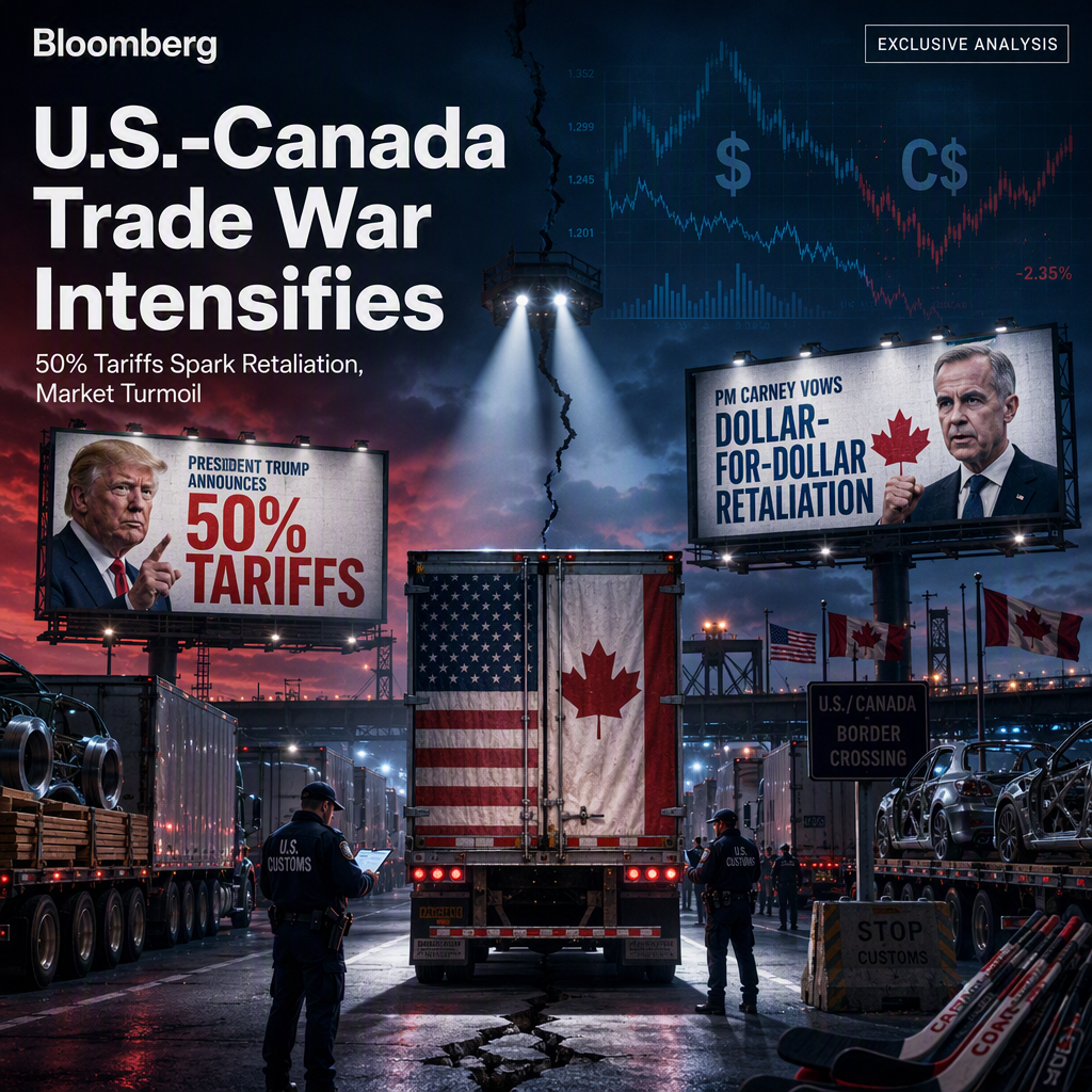 Trump Escalates U.S.-Canada Trade Tensions With 50% Tariffs, Prompting Canadian Retaliation