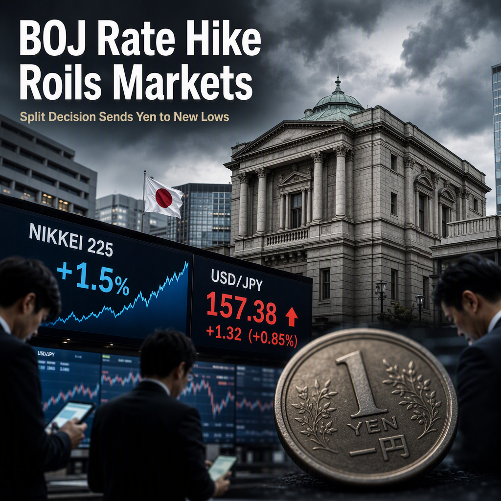 Bank of Japan Raises Rates to 1.25% in Split Decision, Yen Weakens as Markets React to Dovish Tone