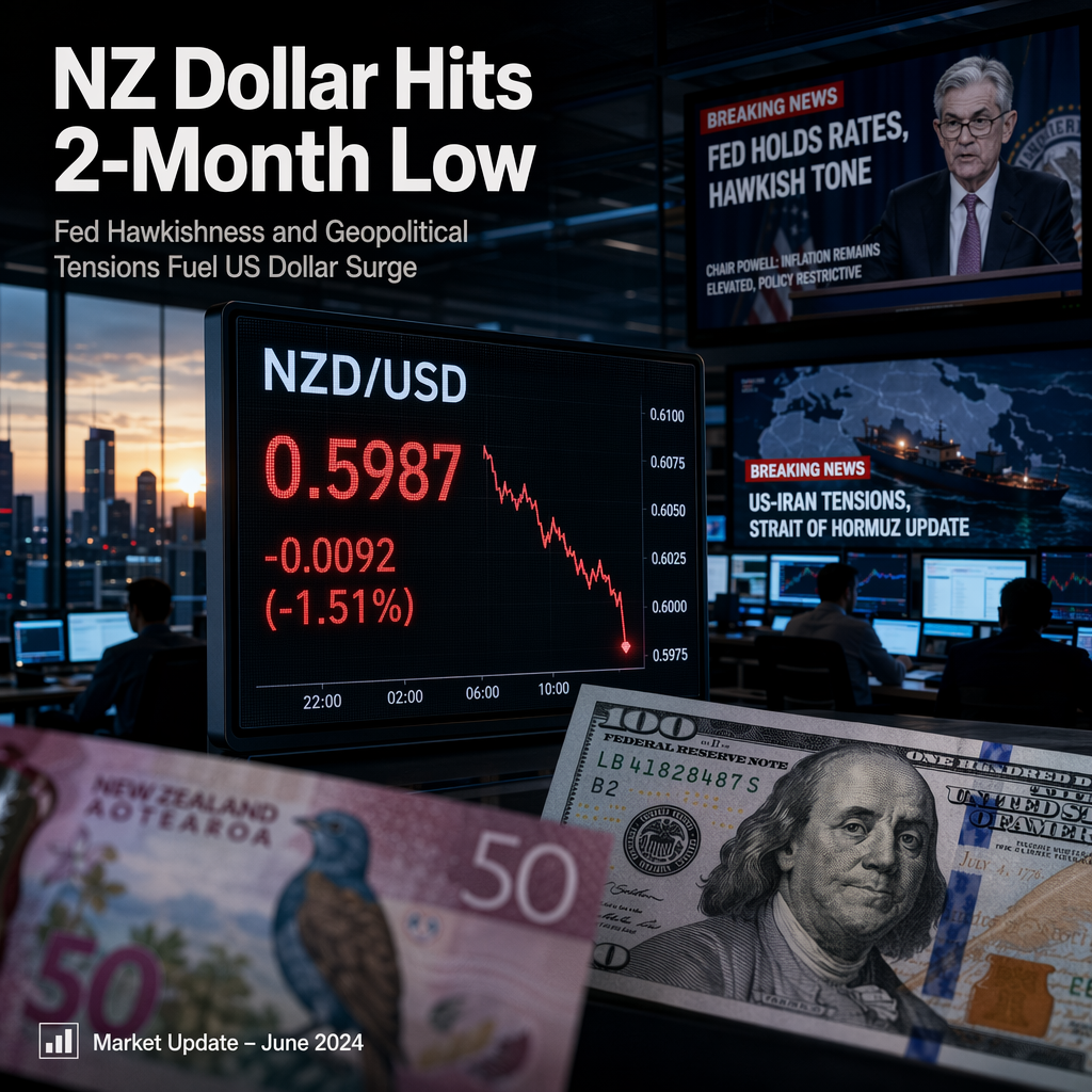 New Zealand Dollar Slides as Hawkish Fed and US-Iran Tensions Boost US Dollar