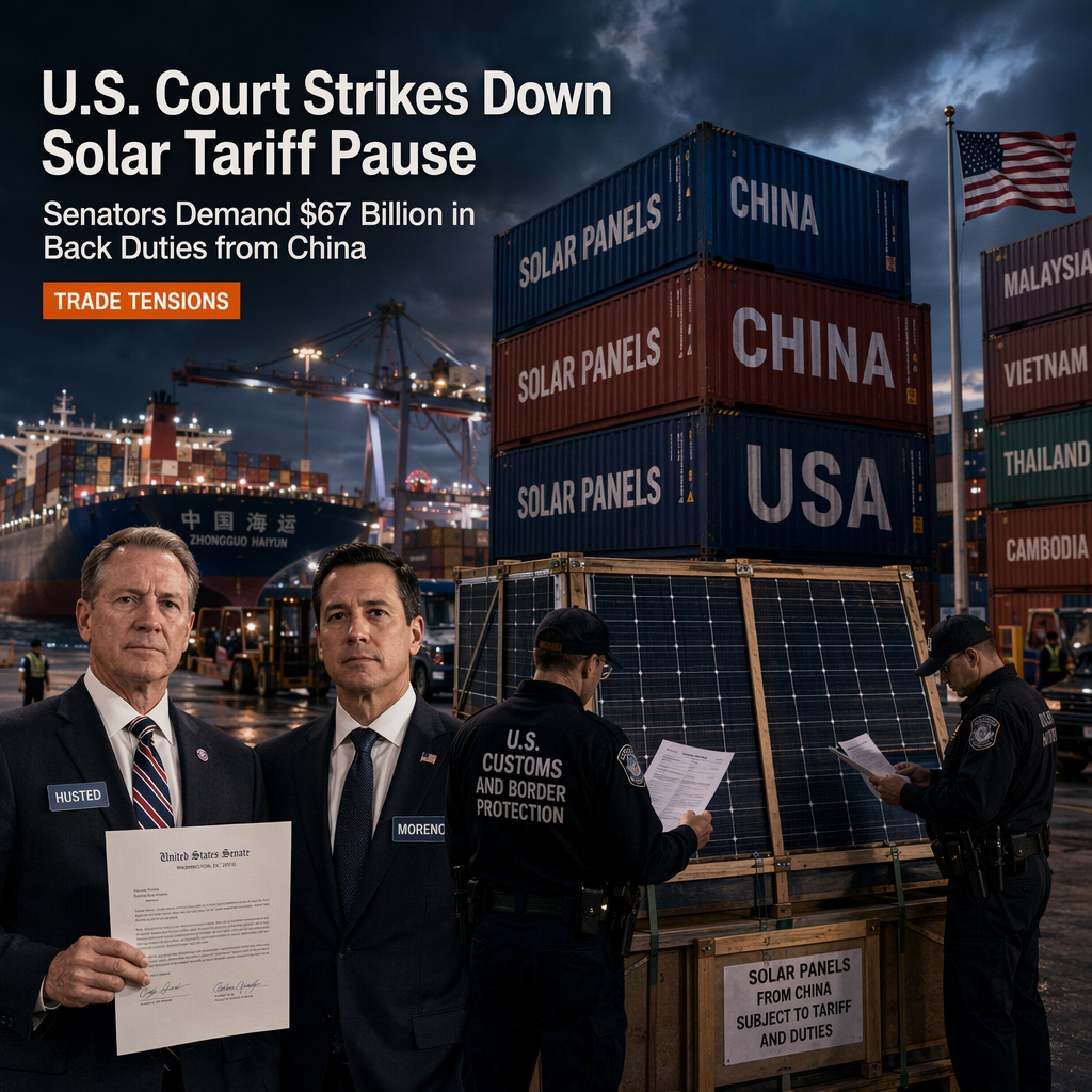 Biden's Tariff Pause on Solar Panels Deemed Unlawful; Senators Demand China Pay Billions in Back Duties