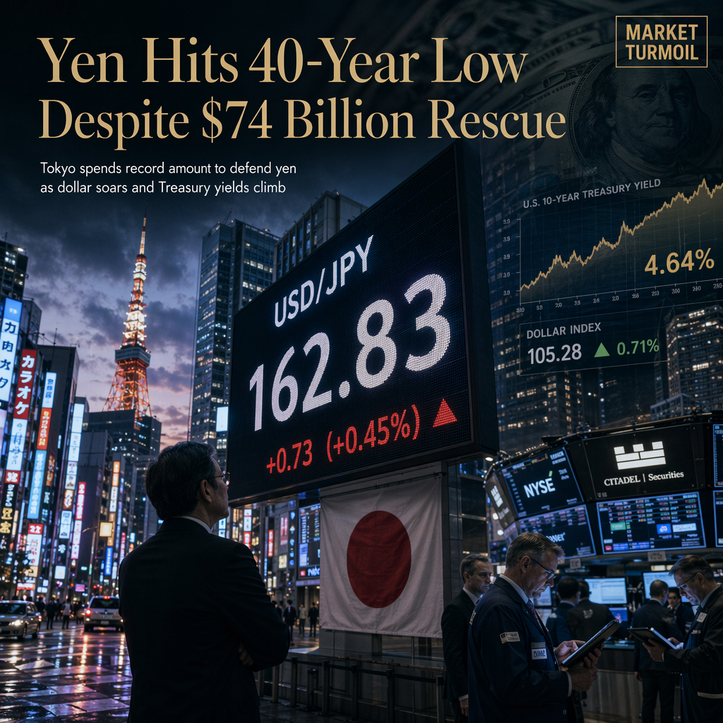Yen Hits 40-Year Low Despite $74 Billion Intervention as US Dollar Strengthens on Surging Treasury Yields