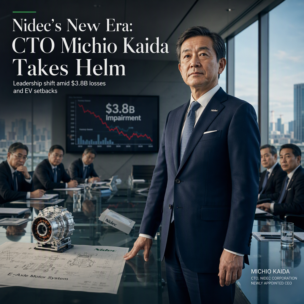 Nidec Appoints CTO Michio Kaida as CEO Amid $3.8 Billion Impairment Losses