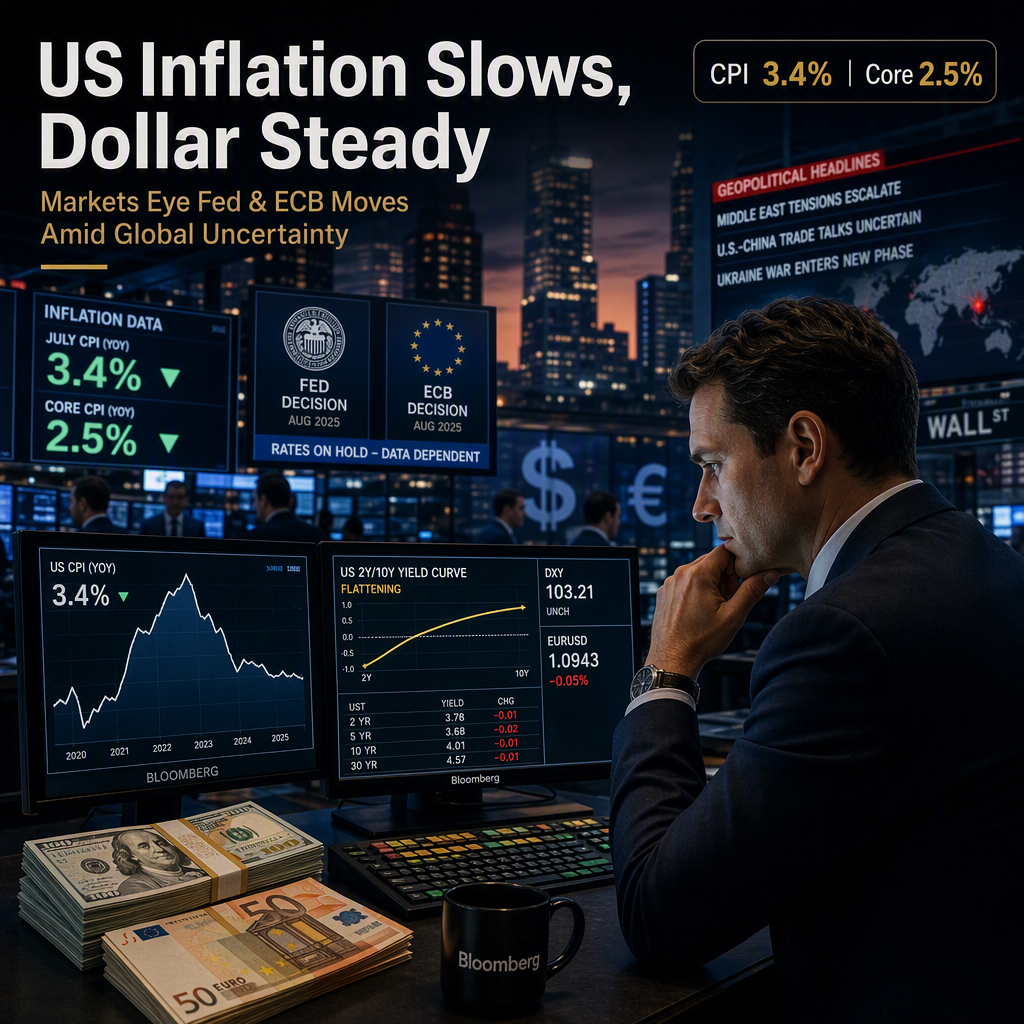 US Inflation Slows in July, Dollar Holds Steady as Markets Eye Fed and ECB Moves