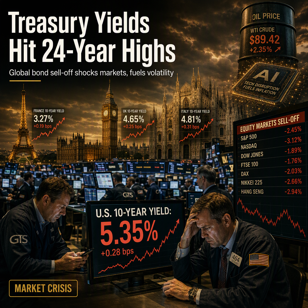 Global Bond Sell-Off Drives U.S. Treasury Yields to 24-Year Highs, Pressures Global Markets