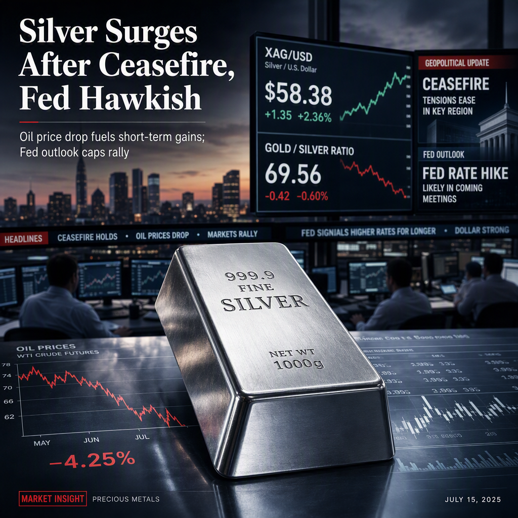 Silver Prices Rise Amid Ceasefire Announcement and Hawkish Fed Outlook