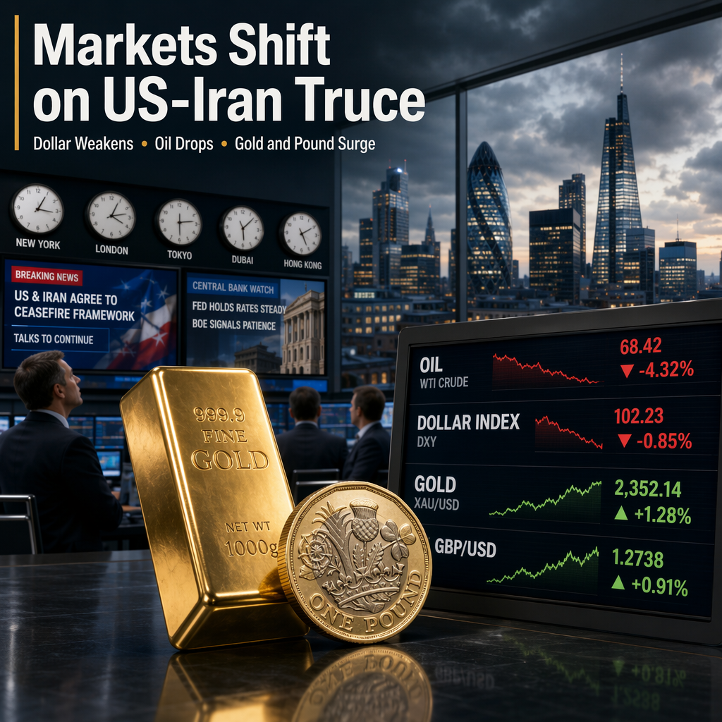 Markets React to US-Iran Pause: Dollar Weakens, Oil Drops, Gold and Pound Gain
